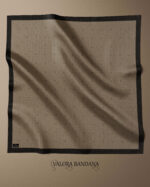 001 Vizon Kahve Logo Desenli Siyah Çerçeveli Saten Bandana - Görsel 3