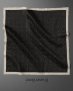 002 Siyah Logo Desenli Bej Çerçeveli Saten Bandana Puantiyeli - Görsel 3