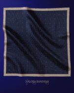 003 Lacivert Logo Desenli Bej Çerçeveli Saten Bandana - Görsel 3