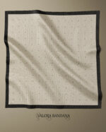 004 Bej Logo Desenli Siyah Çerçeveli Saten Bandana Puantiyeli - Görsel 3
