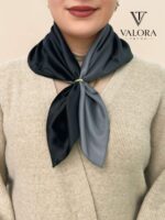 006 Siyah Gri Degrade Saten Bandana - Görsel 2