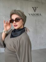 007 Siyah Kahve Degrade Saten Bandana - Görsel 3