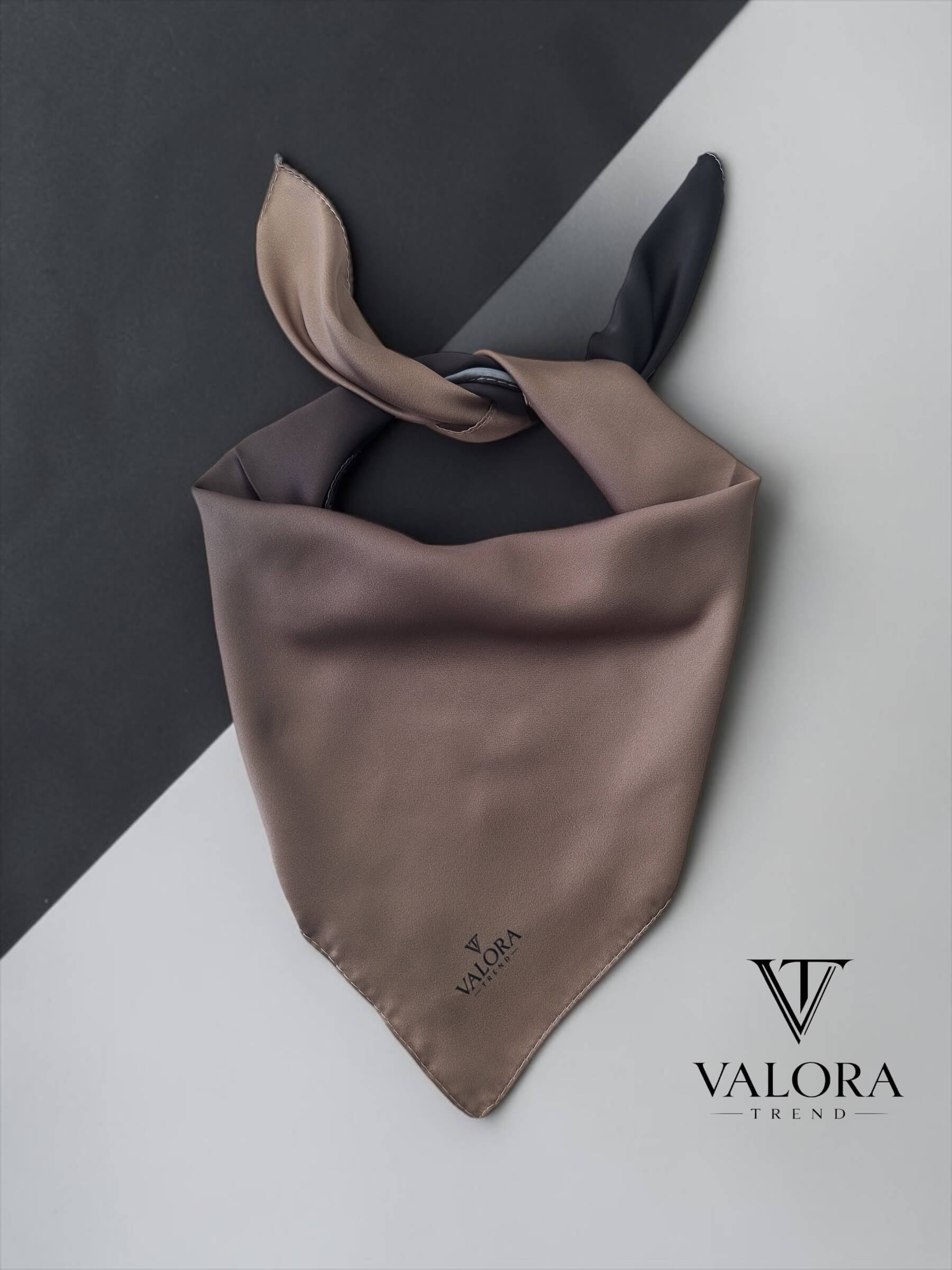 007 007 Siyah Kahve Degrade Saten Bandana - Görsel 1