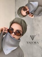 008 Lacivert Gri Degrade Saten Bandana - Görsel 3