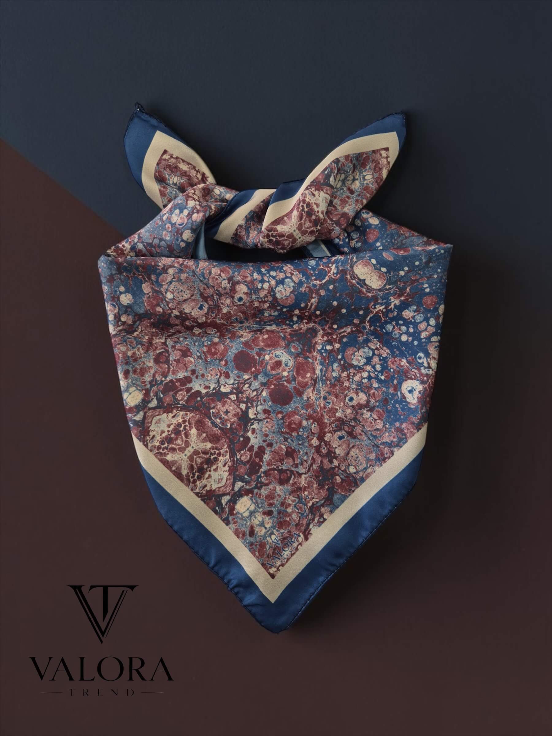 012 012 Klasik Ebru Desen Bandana - Görsel 1