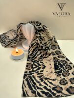 014 İpeksi Saten Fular Leopar & Zebra Desenli Karma Vahşi Seri Fular - Görsel 2