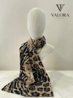 014 İpeksi Saten Fular Leopar & Zebra Desenli Karma Vahşi Seri Fular
