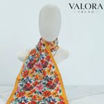 016 İpeksi Saten Fular Çiçek Desenli Saten Fular 33x171 cm Uzun Fular