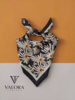 035 Papatyalı Çiçek Desenli Bandana – Saç, Boyun ve Çanta Aksesuarı
