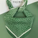 059 Trend Timsah Desenli Saten Bandana - Lüks Yeşil & Crocodile Doku