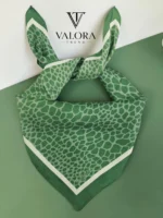 059 Trend Timsah Desenli Saten Bandana - Lüks Yeşil & Crocodile Doku