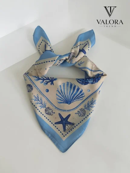 060 Deniz Kabuklu Mavi Bandana