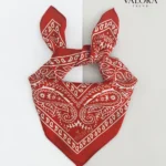 065 Kırmızı Etnik Desenli Saten Bandana