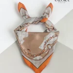068 Trend Turuncu At Desenli Saten Bandana