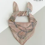 072 Trend Lüks Saten Bandana Zincir Ve Kemer Desenli Pudra