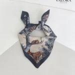 074 Geyik Desenli Doğa Temalı Saten Bandana