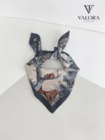 074 Geyik Desenli Doğa Temalı Saten Bandana