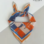 076 Geometrik Şeritli Fayton Desenli Saten Bandana