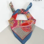 077 Patchwork Desenli Çiçekli Karma Motifli Saten Bandana