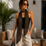 001 İpeksi Saten Fular - Leopar Desenli