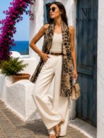 014 İpeksi Saten Fular Leopar & Zebra Desenli Karma Vahşi Seri Fular