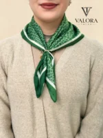 059 Trend Timsah Desenli Saten Bandana - Lüks Yeşil & Crocodile Doku - Görsel 2