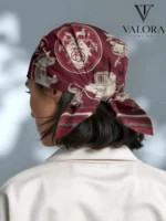 081 Fayton Desenli İpeksi Saten Bandana - Görsel 2
