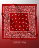 065 Kırmızı Etnik Desenli Saten Bandana - Görsel 3