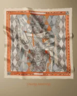 069 Geometrik At Desenli Saten Bandana - Görsel 3