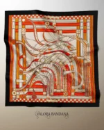 071 Siyah Çerçeveli Geometrik Desenli Saten Bandana - Görsel 3