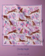 003 Trend Leopar Desenli Saten Fular 72x72 cm – Tropikal Yaprak Desenli Kadın Boyun Fuları, Saç Fuları ve Çanta Aksesuarı - Görsel 2