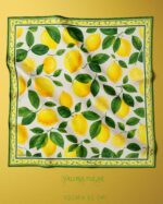 014 Limon Desenli Saten Fular 72x72 cm Kare Fular Kadın Boyun Fuları Saç Fuları Yazlık Şık Aksesuar - Görsel 3