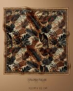 019 Valora Trend Leopar Desenli Tropikal Saten Fular 72x72 cm Kare Fular Kadın Boyun Fuları Saç Fuları Çanta Aksesuarı - Görsel 3