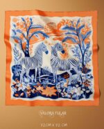023 Valora Trend Zebra Desenli Safari Saten Fular 72x72 cm Kare Fular Kadın Boyun Fuları Saç Fuları Tropikal Şık Aksesuar - Görsel 3