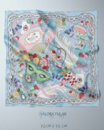 027 Valora Trend Vintage Maske Desenli Saten Fular 72x72 cm Kare Fular Kadın Boyun Fuları Saç Fuları Romantik Şık Aksesuar - Görsel 3