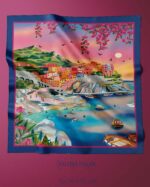 028 Valora Trend İtalya Sahil Manzaralı Saten Fular 72x72 cm Kare Fular Kadın Boyun Fuları Saç Fuları Deniz Temalı Şık Aksesuar - Görsel 3
