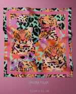 029 Valora Trend Leopar Desenli Saten Fular 72x72 cm Kare Eşarp Bandana Şal Boyun Çantası Saç Fuları Soft Yeşil Pembe - Görsel 3