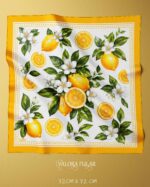 030 Valora Trend Limon Desenli Saten Fular 72x72 cm Kare Eşarp Bandana Saç Boyun Çanta Fuları Büstiyer Olarak Kullanılabilir - Görsel 3
