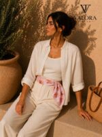 011 Deniz Kabuğu Desenli Saten Fular 72x72 cm – Pembe Yıldız Deniz Kabuğu Desenli Kare Eşarp, Boyun Fuları, Saç Bandanası, Çanta Aksesuarı - Görsel 2
