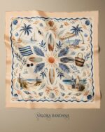 083 Deniz Temalı Saten Bandana – Yaz Desenli Deniz Kabuklu Kare Fular, Saç Bandı, Boyun Fuları, Çanta Aksesuarı, Plaj Kombin Aksesuarı - Görsel 4