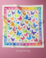 086 Saten Bandana 57x57 cm Renkli Kelebek Desenli Saç Bandanası Boyun Fuları Çanta Aksesuarı Trend - Görsel 4